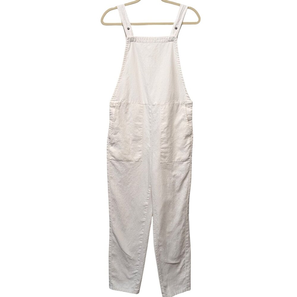 Eileen Fisher Cream Cotton Overalls
